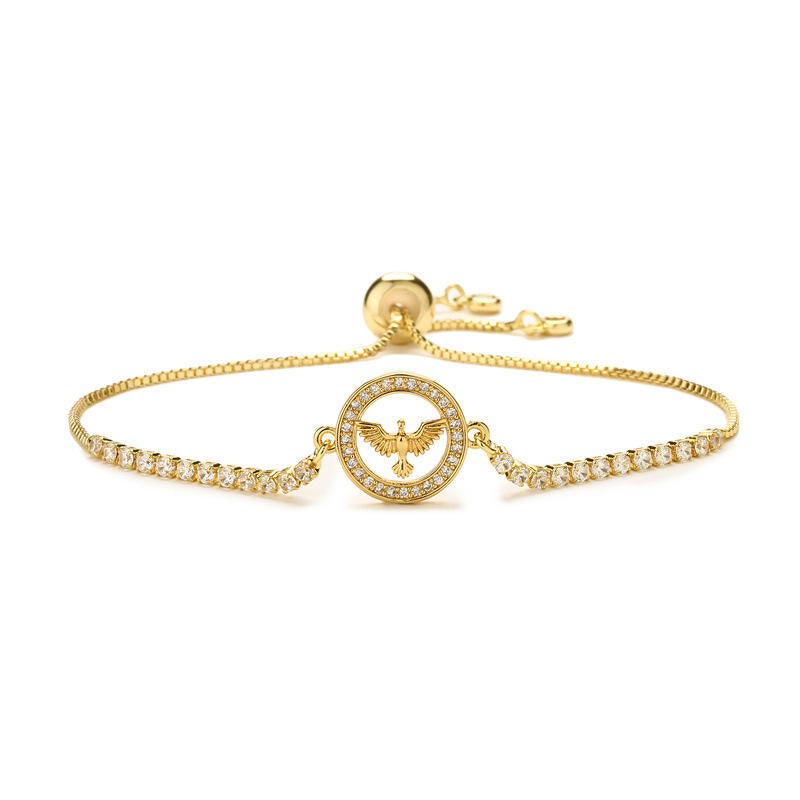 Brass (Copper) adjustable Bracelet with Cubic Zircon with 18K Gold Plated