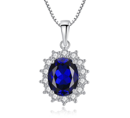 925 Sterling Silver Necklace & Pendant with Color Gemstones