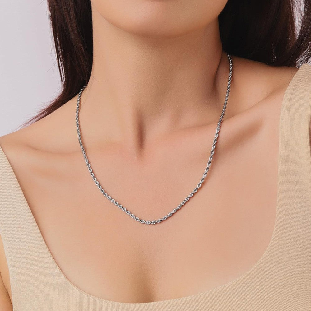 925 Sterling Silver Twist Chain Necklace 1.7mm 2mm