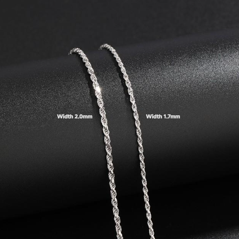 925 Sterling Silver Twist Chain Necklace 1.7mm 2mm