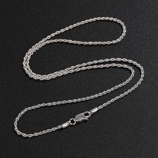 925 Sterling Silver Twist Chain Necklace 1.7mm 2mm